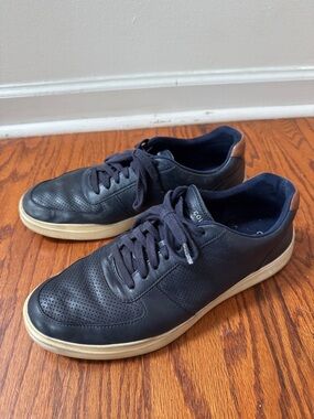 Cole Haan Navy Perforated Leather Sneakers